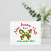 AUTISME BEWUSTMAAND APRIL Puzzle Butterfly Briefkaart (Staand voorkant)