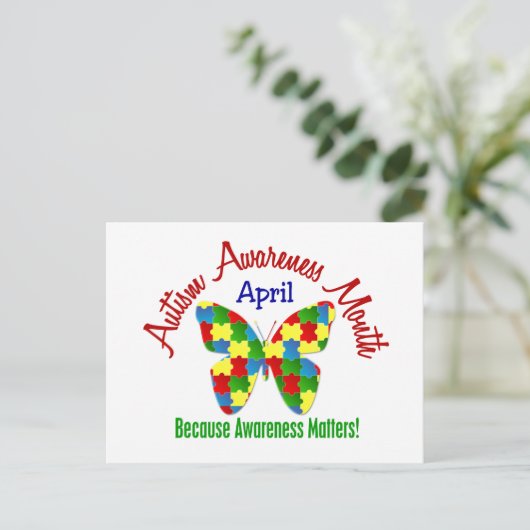 AUTISME BEWUSTMAAND APRIL Puzzle Butterfly Briefkaart (Staand voorkant)