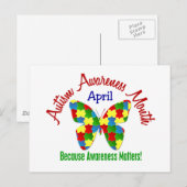 AUTISME BEWUSTMAAND APRIL Puzzle Butterfly Briefkaart (Voorkant / Achterkant)