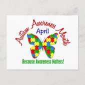 AUTISME BEWUSTMAAND APRIL Puzzle Butterfly Briefkaart (Voorkant)