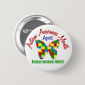 AUTISME BEWUSTMAAND APRIL Puzzle Butterfly Ronde Button 5,7 Cm (Voorkant /achterkant)