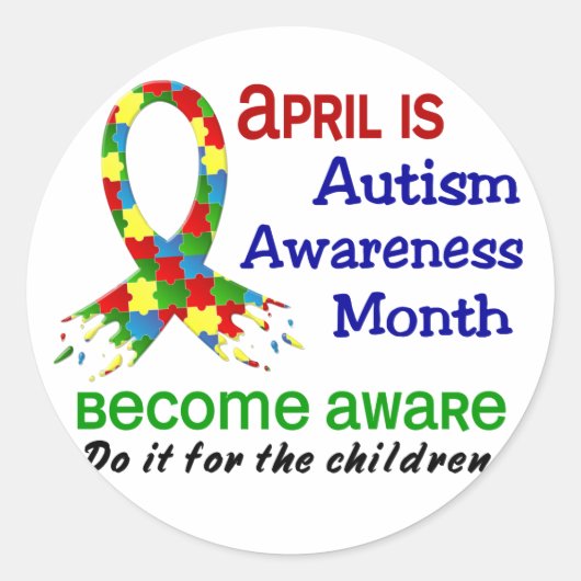 AUTISME BEWUSTMAAND APRIL RONDE STICKER (Voorkant)