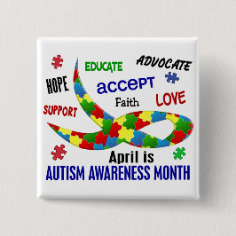 AUTISME BEWUSTMAAND APRIL VIERKANTE BUTTON 5,1 CM
