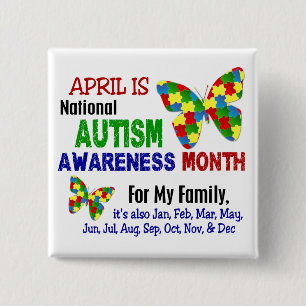 AUTISME BEWUSTMAAND APRIL VIERKANTE BUTTON 5,1 CM