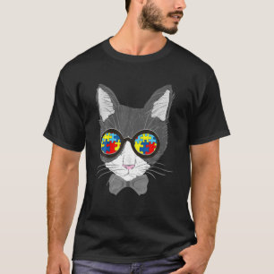 Autisme Bewustmakat met zonnebril Puzzle Piece T-shirt