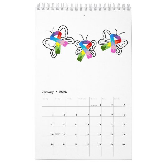 Autisme Bewustmaking 12-maands kalender (Jan 2026)