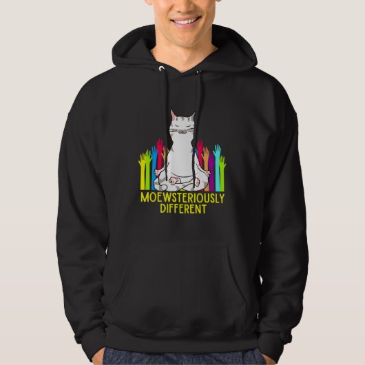 Autisme Bewustmaking Kat Meditation Lotus Pose Cut Hoodie (Voorkant)