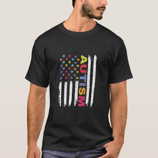 AUTISME BEWUSTMAKING - PUZZZLE VLAG T Shirt (Voorkant)