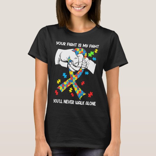 Autisme - Bewustmaking u zult Loop nooit alleen st T-shirt (Voorkant)