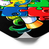 Autisme - bewustmaking Unicorn Puzzle Piece Gift Poster (Hoek)