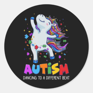 Autisme Bewustmaking Unicorn Puzzle Piece Kinder Ronde Sticker