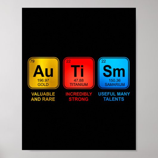 Autisme Bewustmaking Vrouwen Mannen Kinder element Poster (Voorkant)