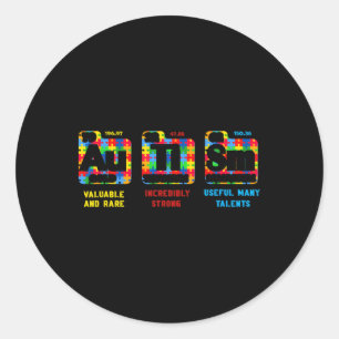 Autisme Bewustmaking Vrouwen Mannen Kinder element Ronde Sticker