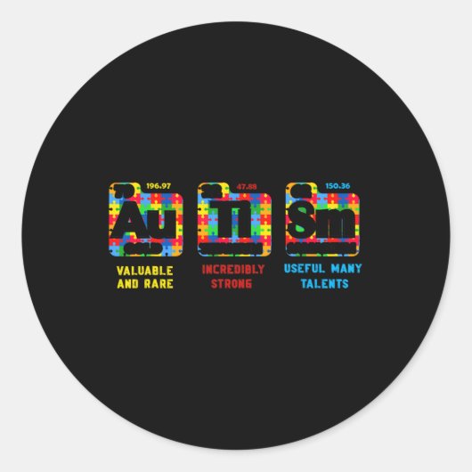 Autisme Bewustmaking Vrouwen Mannen Kinder element Ronde Sticker (Voorkant)