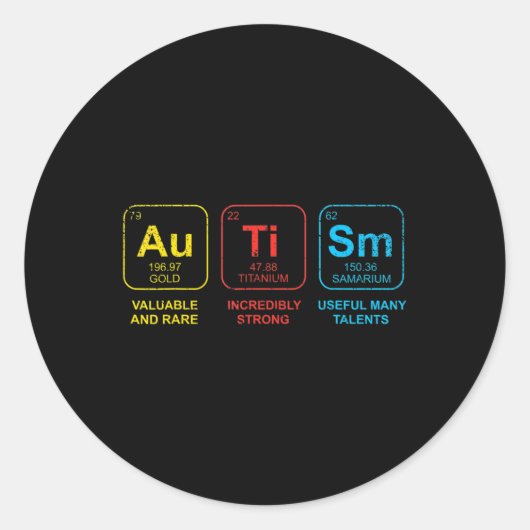 Autisme Bewustmaking Vrouwen Mannen Kinder element Ronde Sticker (Voorkant)