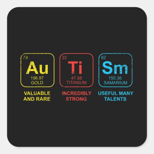 Autisme Bewustmaking Vrouwen Mannen Kinder element Vierkante Sticker (Voorkant)