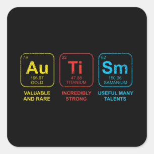 Autisme Bewustmaking Vrouwen Mannen Kinder element Vierkante Sticker