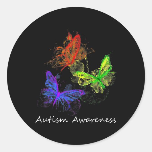 Autisme-bewustmakingsbutterflies zonder puzzelstuk ronde sticker (Voorkant)