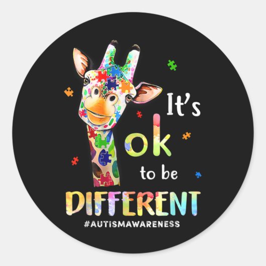 Autisme Bewustmakingsdier Het is oké om te worden Ronde Sticker (Voorkant)