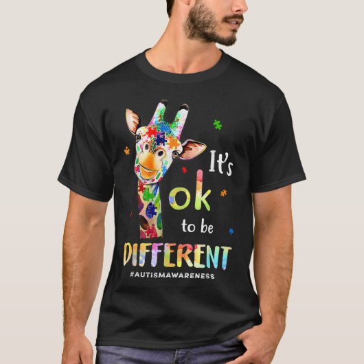 Autisme Bewustmakingsdier Het is oké om te worden T-shirt (Voorkant)
