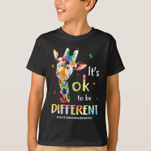 Autisme Bewustmakingsdier Het is oké om te worden T-shirt (Voorkant)