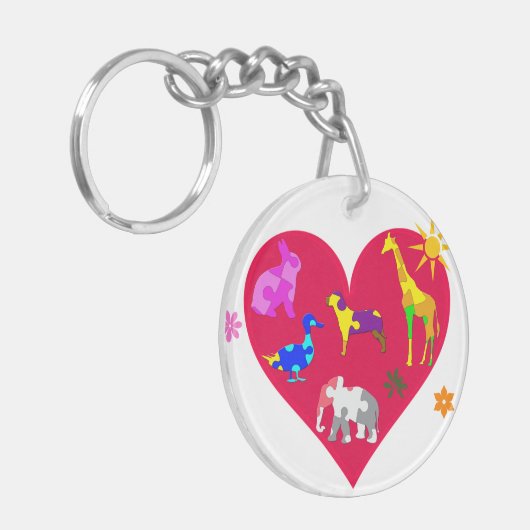 Autisme-bewustmakingsdieren Sleutelhanger (Voorkant Links)