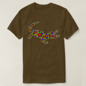 Autisme-bewustmakingskutalligator Puzzle Piece Lov T-shirt (Design voorkant)