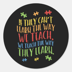 Autisme-bewustmakingsleraar Shirt Autistic Teach L Ronde Sticker