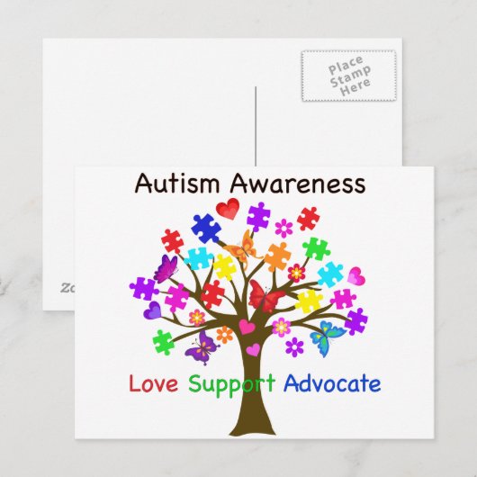 Autisme-bewustmakingsstructuur Briefkaart (Voorkant / Achterkant)