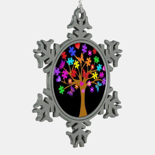 Autisme-bewustmakingsstructuur Tin Sneeuwvlok Ornament (Links)