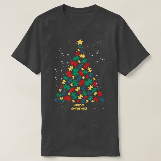 Autisme Bewustmam Kerstboom Autisme Kerstmis C T-shirt (Design voorkant)
