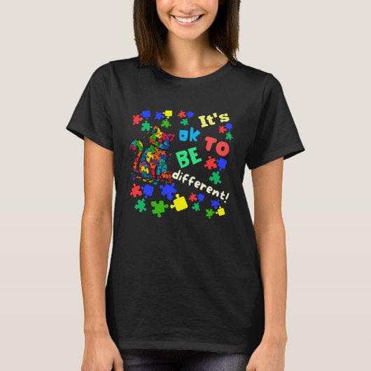 Autisme Bewustwording Acceptatie Kat Ok Om Anders T-shirt (Voorkant)