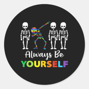 Autisme Bewustwording Acceptatie Wees altijd jezel Ronde Sticker