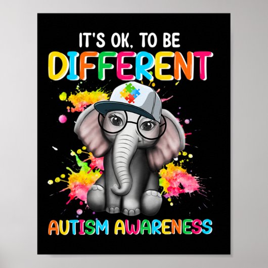 Autisme-bewustwording Elephant blaast zijn oor om Poster (Voorkant)