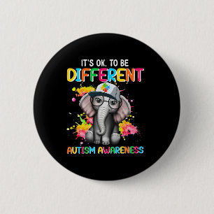Autisme-bewustwording Elephant blaast zijn oor om Ronde Button 5,7 Cm