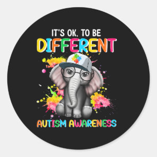 Autisme-bewustwording Elephant blaast zijn oor om Ronde Sticker