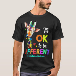 Autisme-bewustwording Giraffe Puzzle Piece is oké T-shirt
