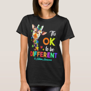 Autisme-bewustwording Giraffe Puzzle Piece is oké T-shirt