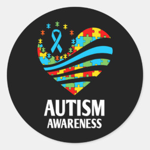 Autisme bewustwording Vrouwen Hartsteun Autistisch Ronde Sticker