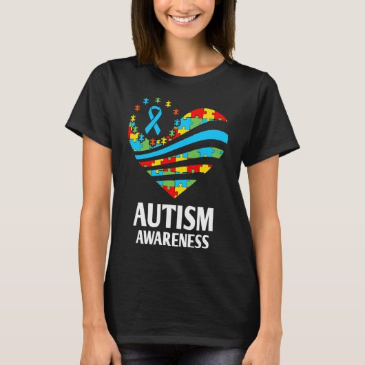 Autisme bewustwording Vrouwen Hartsteun Autistisch T-shirt (Voorkant)