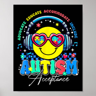 Autisme Bewustzijn Acceptatie Glimlach Gezicht Sne Poster