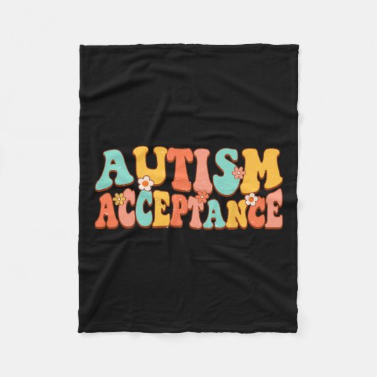 Autisme Bewustzijn Acceptatie Groovy Retro Special Fleece Deken (Voorkant)
