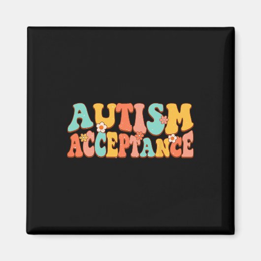 Autisme Bewustzijn Acceptatie Groovy Retro Special Magneet (Voorkant)