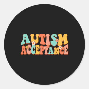 Autisme Bewustzijn Acceptatie Groovy Retro Special Ronde Sticker