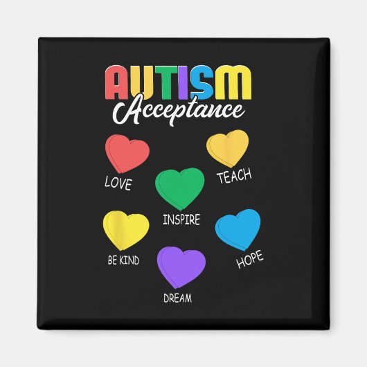 Autisme Bewustzijn Acceptatie Hart Mannen Vrouwen Magneet (Voorkant)