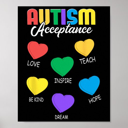 Autisme Bewustzijn Acceptatie Hart Mannen Vrouwen Poster (Voorkant)