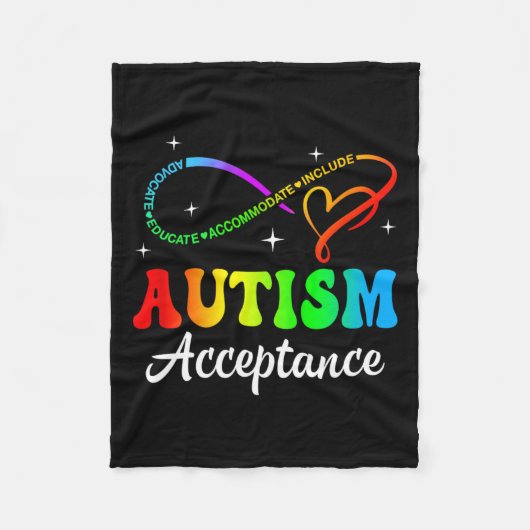 Autisme Bewustzijn Acceptatie Infinity Symbool Man Fleece Deken (Voorkant)