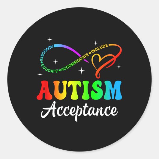 Autisme Bewustzijn Acceptatie Infinity Symbool Man Ronde Sticker (Voorkant)