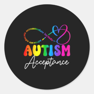 Autisme Bewustzijn Acceptatie Oneindigheidssymbool Ronde Sticker