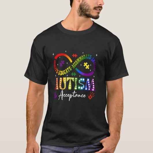 Autisme Bewustzijn Acceptatie Oneindigheidssymbool T-shirt (Voorkant)